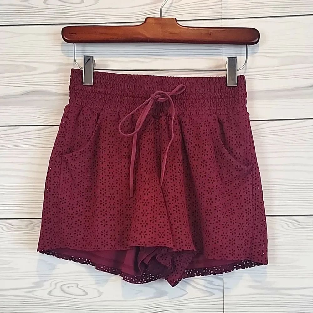 Maurices pull-on style faux leather cut-out shorts - burgundy Women's Size S